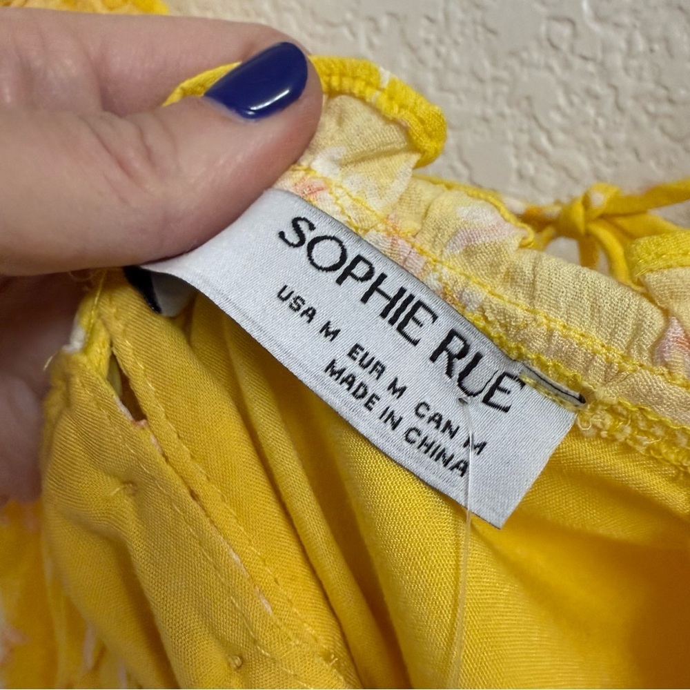 Sophie Rue Yellow Mini Dress Size Medium - Picture 3 of 4